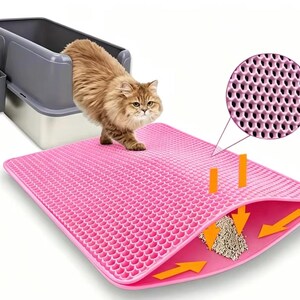 Double-Layer No-Mess Cat Litter Trapping Mat – Waterproof, Easy to Clean & Anti-Tracking