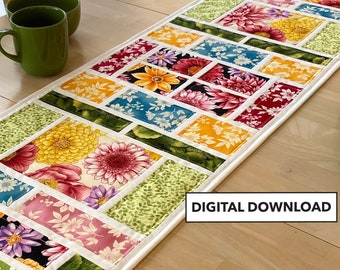 Picture Windows  Quilted Table Runner Pattern - Tulip Square Pattern #599 - Digital Download