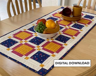 Country Charm Quilted Table Topper Table Runner - Tulip Square Pattern #613 - Digital Download