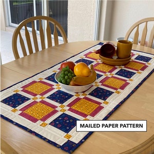 Country Charm Quilted Table Topper Table Runner - Tulip Square Pattern #613 - Mailed Paper Pattern
