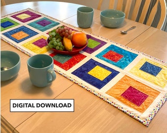 Crazy Boxes Quilted Table Runner - Tulip Square Pattern #539 - Digital Download