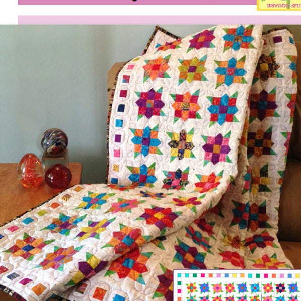 Flowers Squared Lap Quilt Pattern - Scrap Fabric Project (PDF Download)
