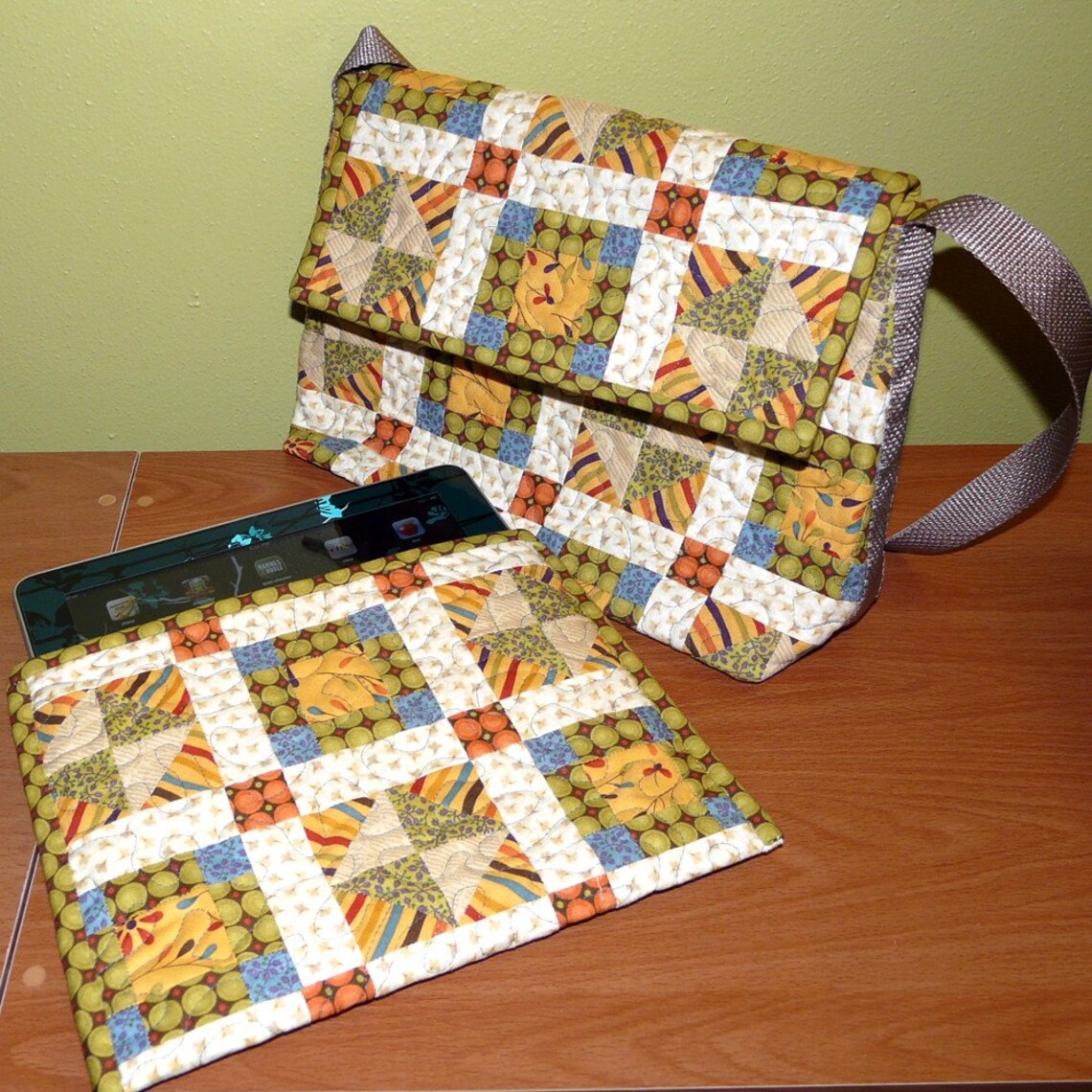 Quilted Messenger Bag with Removable iPad Sleeve Pattern no. Etsy