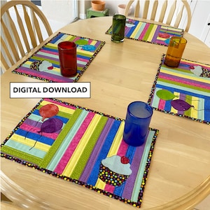 Party-time Quilted Placemat Pattern - Digital Download by Tulip Square  #621