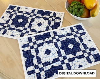 Mirror Image Quilted Placemat Pattern - Digital Download Pattern by Tulip Square #623