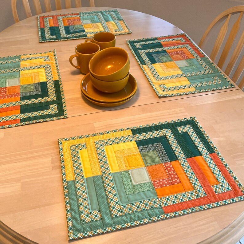 Quilted Placemat Pattern Four Square Meals Placemat Set Etsy Canada
