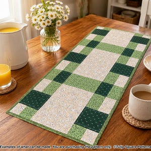 Quilted Table Runner Pattern - Patchwork Picnic Table Runner - Digital Download by Tulip Square #650 image 3