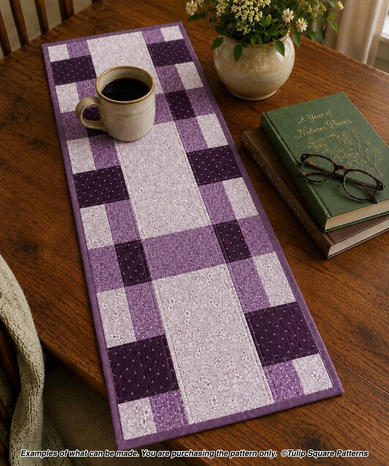 Quilted Table Runner Pattern - Patchwork Picnic Table Runner - Digital Download by Tulip Square #650 image 10