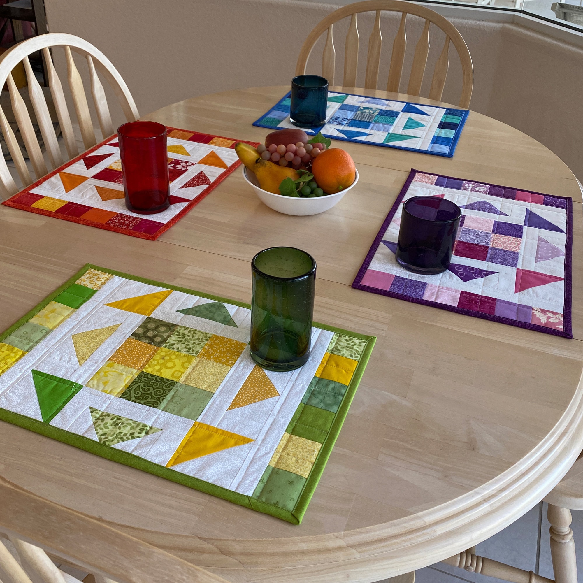 Quilted Placemat Pattern - #598 Kaleidoscope Quilted Placemat Pattern…