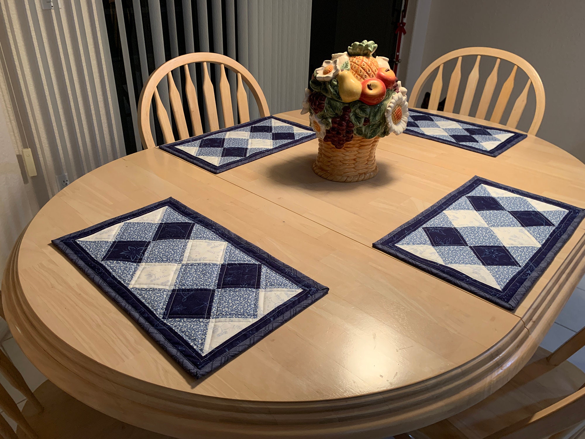 Quilted Diamond Placemat Pattern Dinner Diamonds Placemats Etsy UK