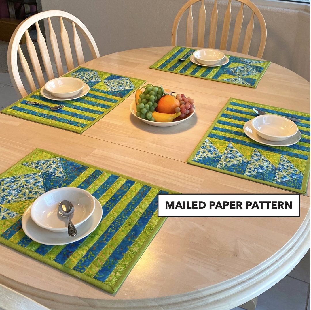 Stripes and Angles Quilted Placemat Pattern: Set of 4 (mailed Paper ...