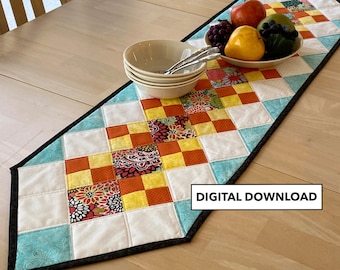 English Garden Quilted Table Runner Pattern - Tulip Square Pattern #589 - Digital Download