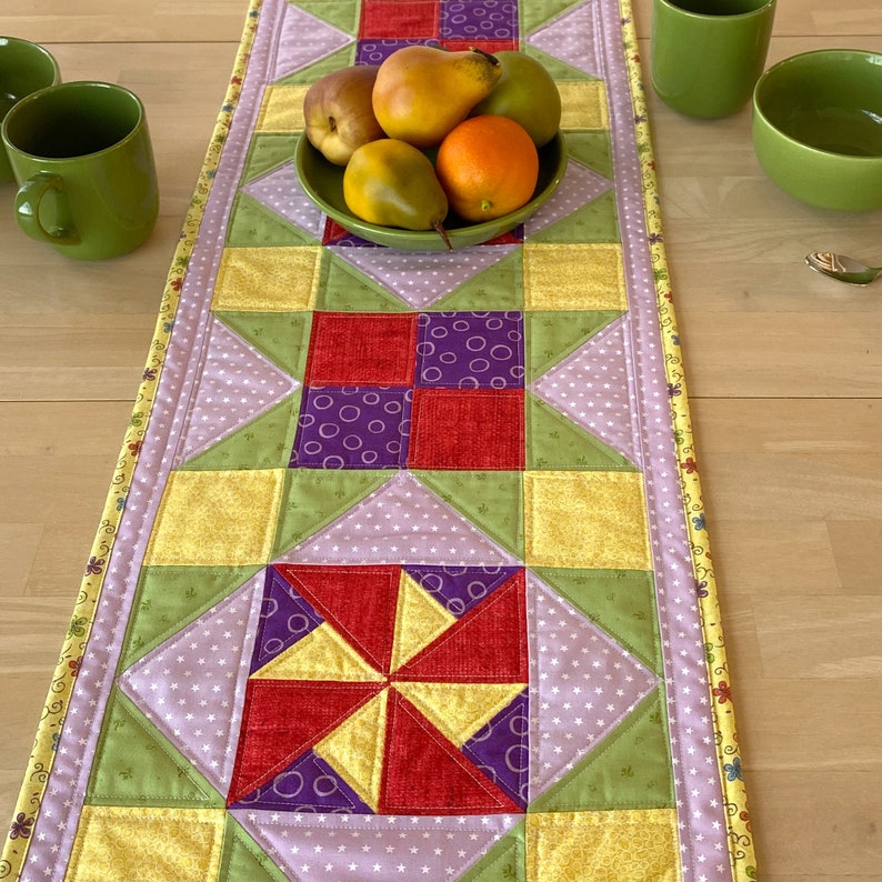 Quilted Table Runner Pattern Pinwheel Pals Table Runner Etsy