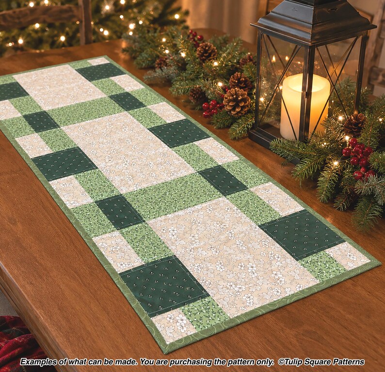 Quilted Table Runner Pattern - Patchwork Picnic Table Runner - Digital Download by Tulip Square #650 image 5