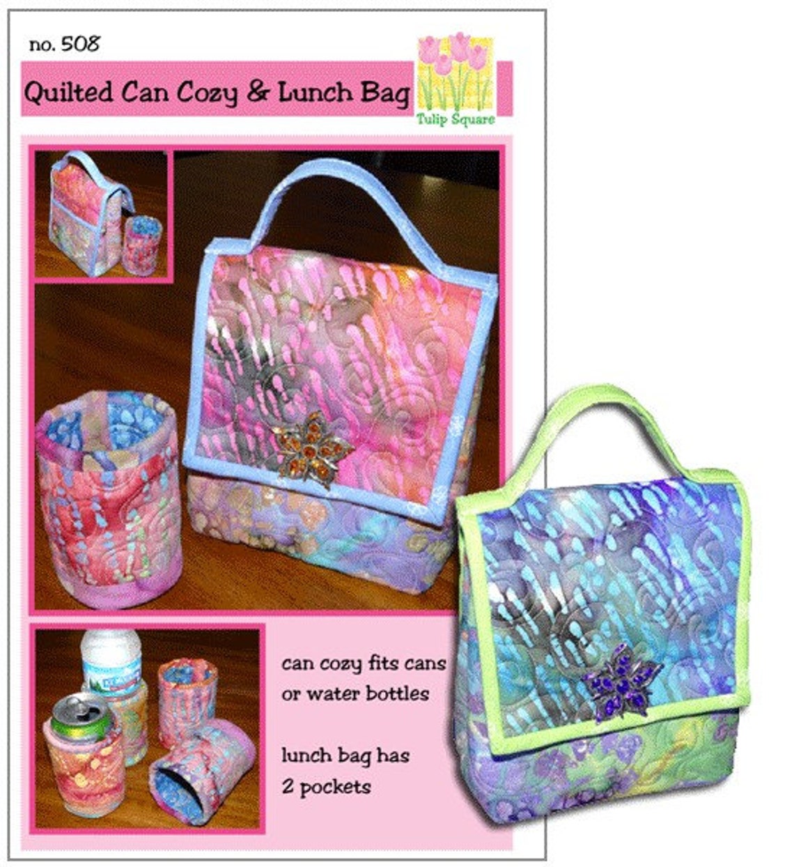 Quilted Lunch Bag and Beverage Cozy Pattern no. 508 Etsy