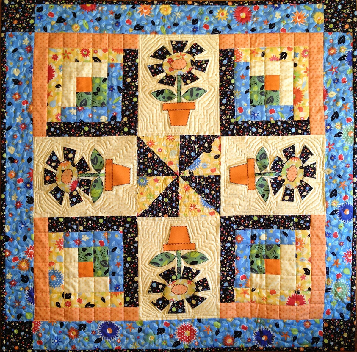 Potted Flowers Quilted Table Topper Tulip Square Pattern - Etsy