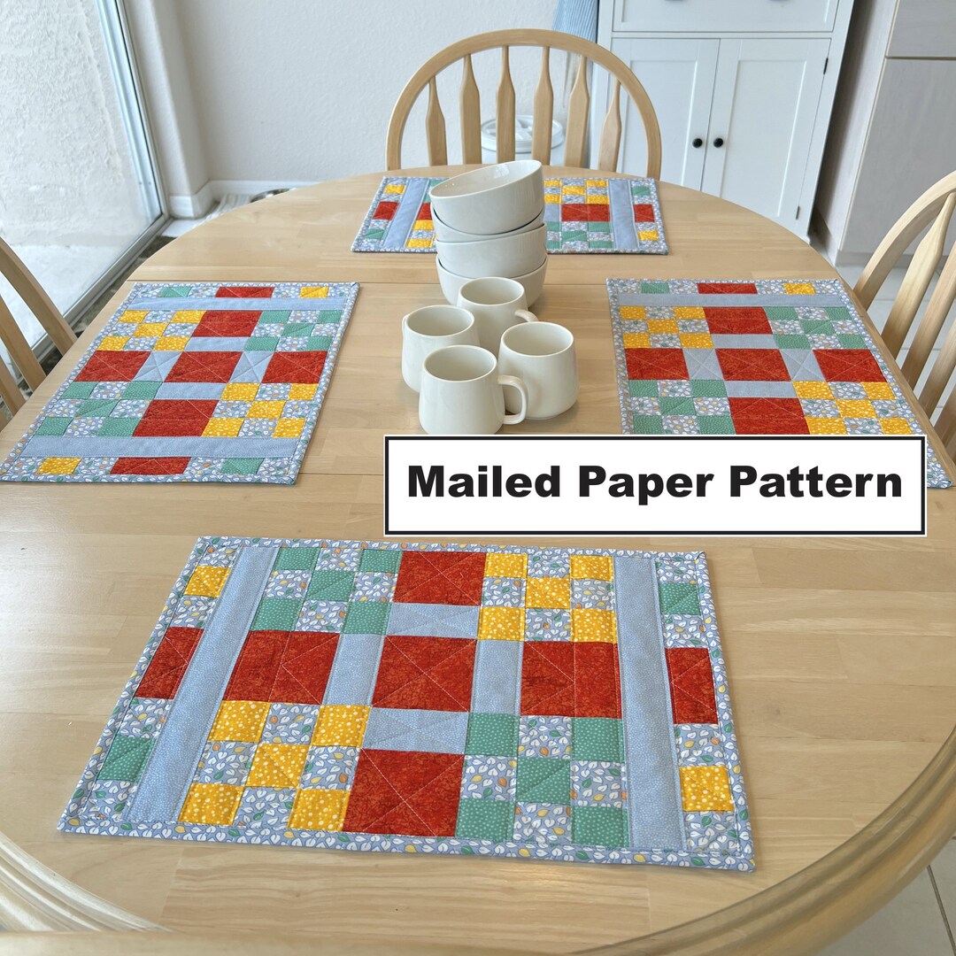 Patterned Table Paper Checkered Table Quilted Placemat Pattern: Beginner Scrap Project ...