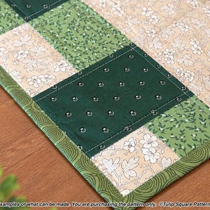 Quilted Table Runner Pattern - Patchwork Picnic Table Runner - Digital Download by Tulip Square #650 image 8