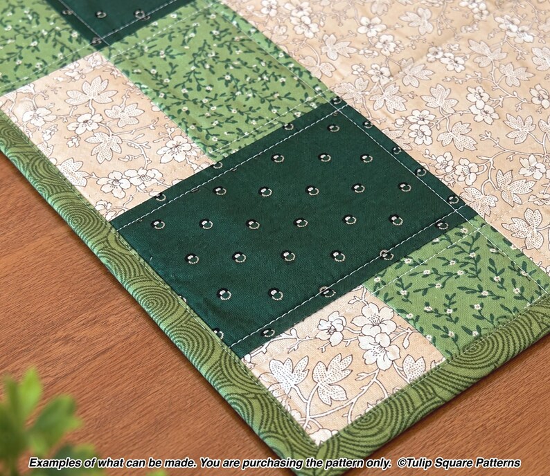 Quilted Table Runner Pattern - Patchwork Picnic Table Runner - Digital Download by Tulip Square #650 image 8