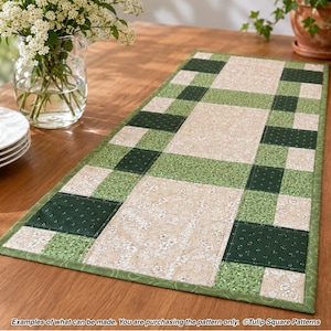 Quilted Table Runner Pattern - Patchwork Picnic Table Runner - Digital Download by Tulip Square #650