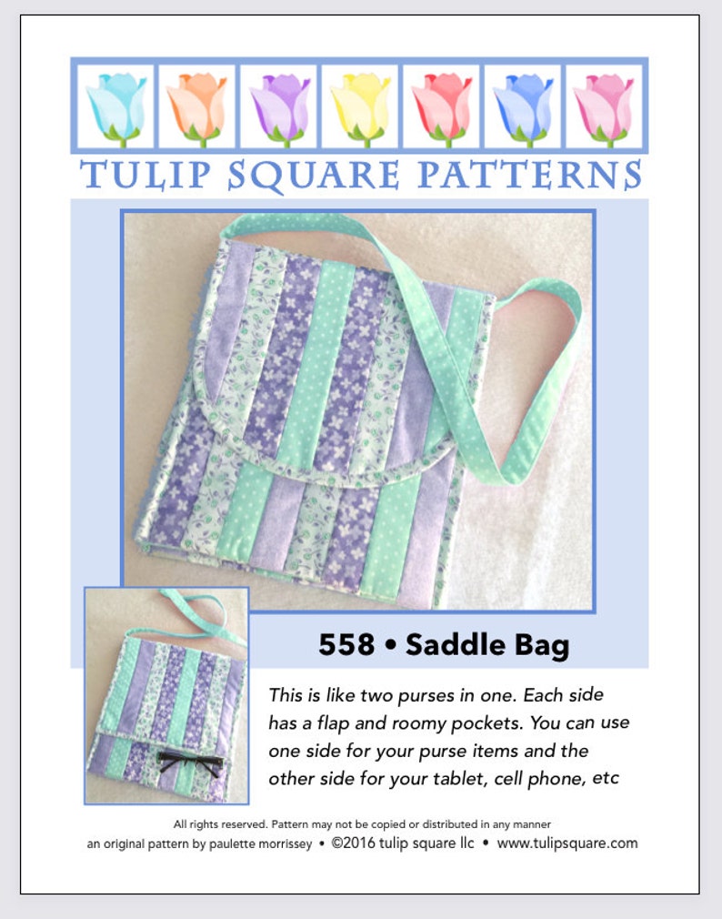 Quilted Striped Messenger Bag Pattern Two Sided Saddle Bag Tote or Purse PDF Download 558 image 5