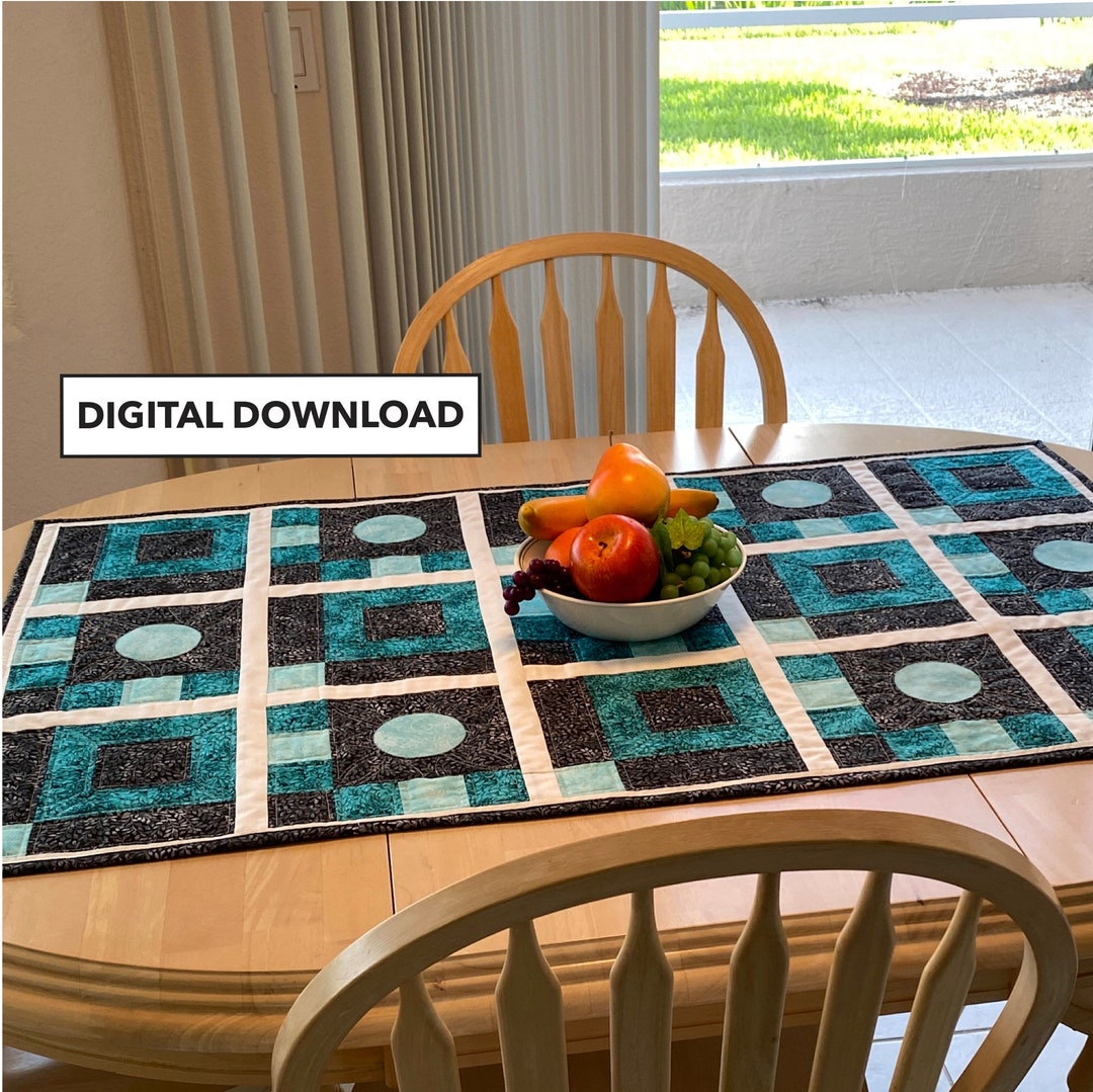 Shadowy Shapes Quilted Table Topper Table Runner- Tulip Square Pattern ...