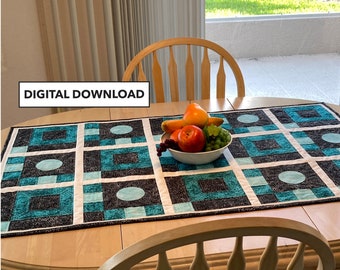Shadowy Shapes Quilted Table Topper Table Runner- Tulip Square Pattern #614 - Digital Download