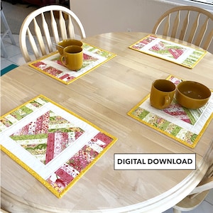 Rainbow Weave Quilted Placemat Pattern - Digital Download by Tulip Square #615