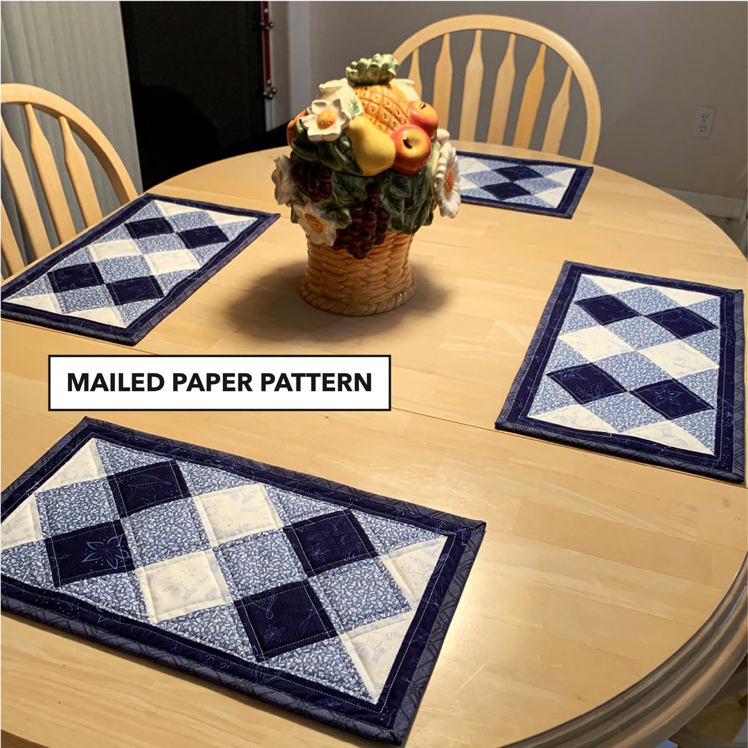 Dinner Diamonds Quilted Placemat Pattern Mailed Paper Pattern by Tulip