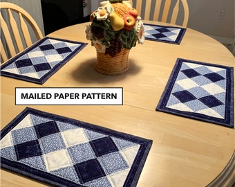 Dinner Diamonds Quilted Placemat Pattern - Mailed Paper Pattern by Tulip Square #577