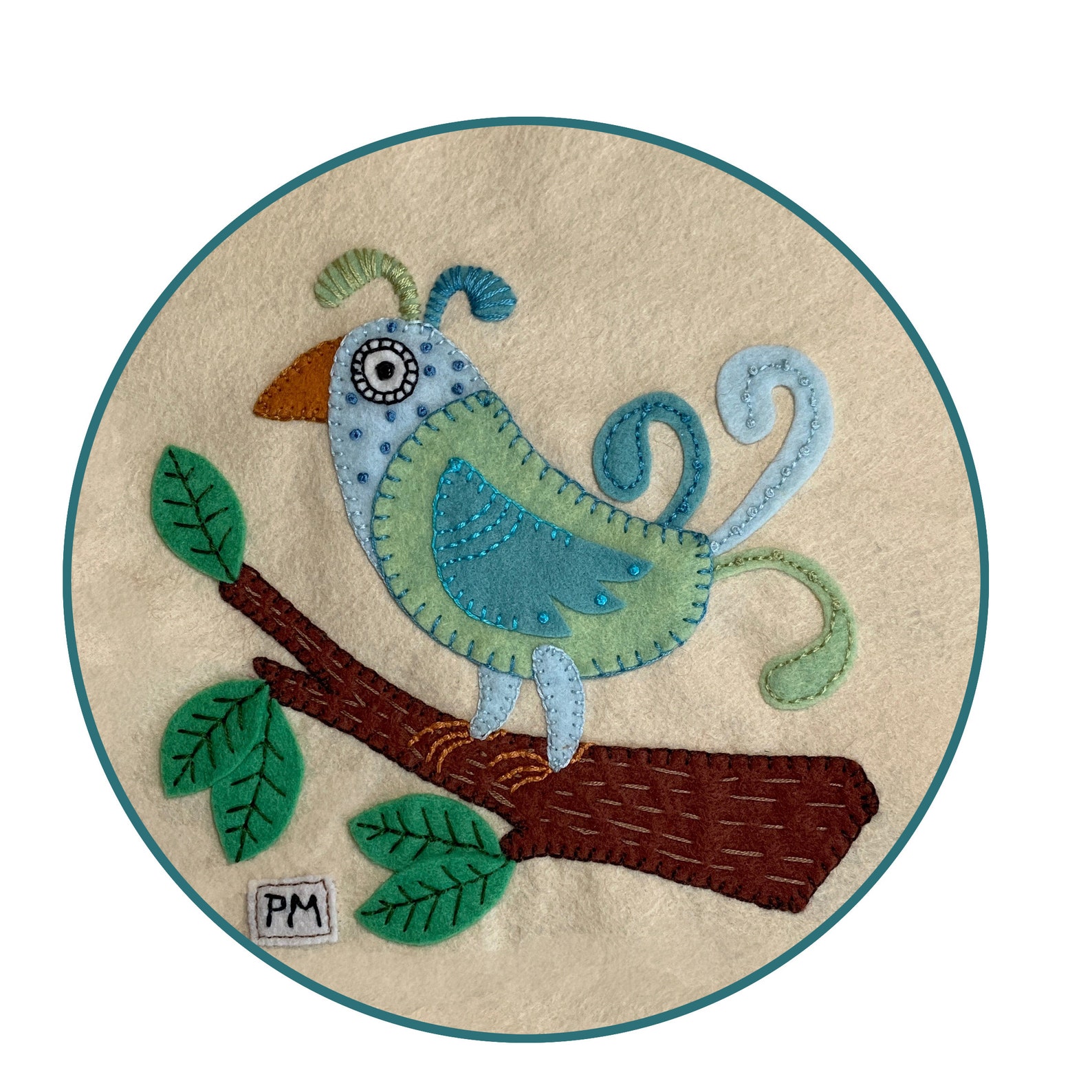 Digital Download Felt Applique Bird Pattern Colorful Etsy
