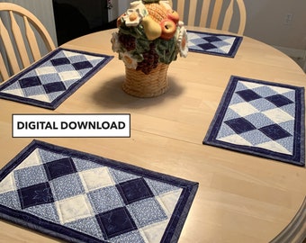 Dinner Diamanten Quilted Tischset Muster - Digitaler Download von Tulip Square #577