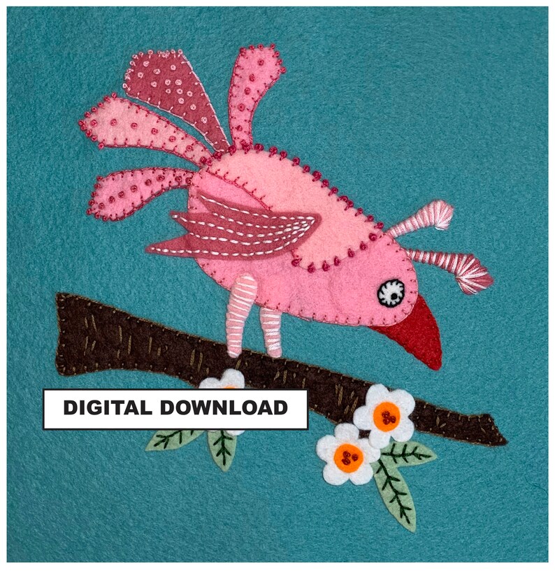 Digital Download Felt Applique Bird Pattern Colorful Etsy