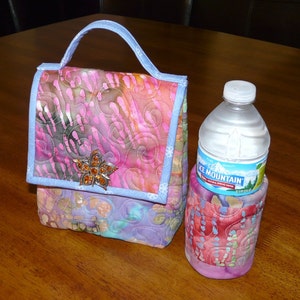 Quilted Lunch Bag Pattern - Lunch Bag and Beverage Cozy Set - PDF Download - #508