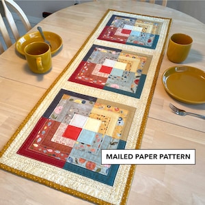 Fancy Squares Quilted Table Runner Pattern - Tulip Square Pattern #580 - Mailed Paper Pattern