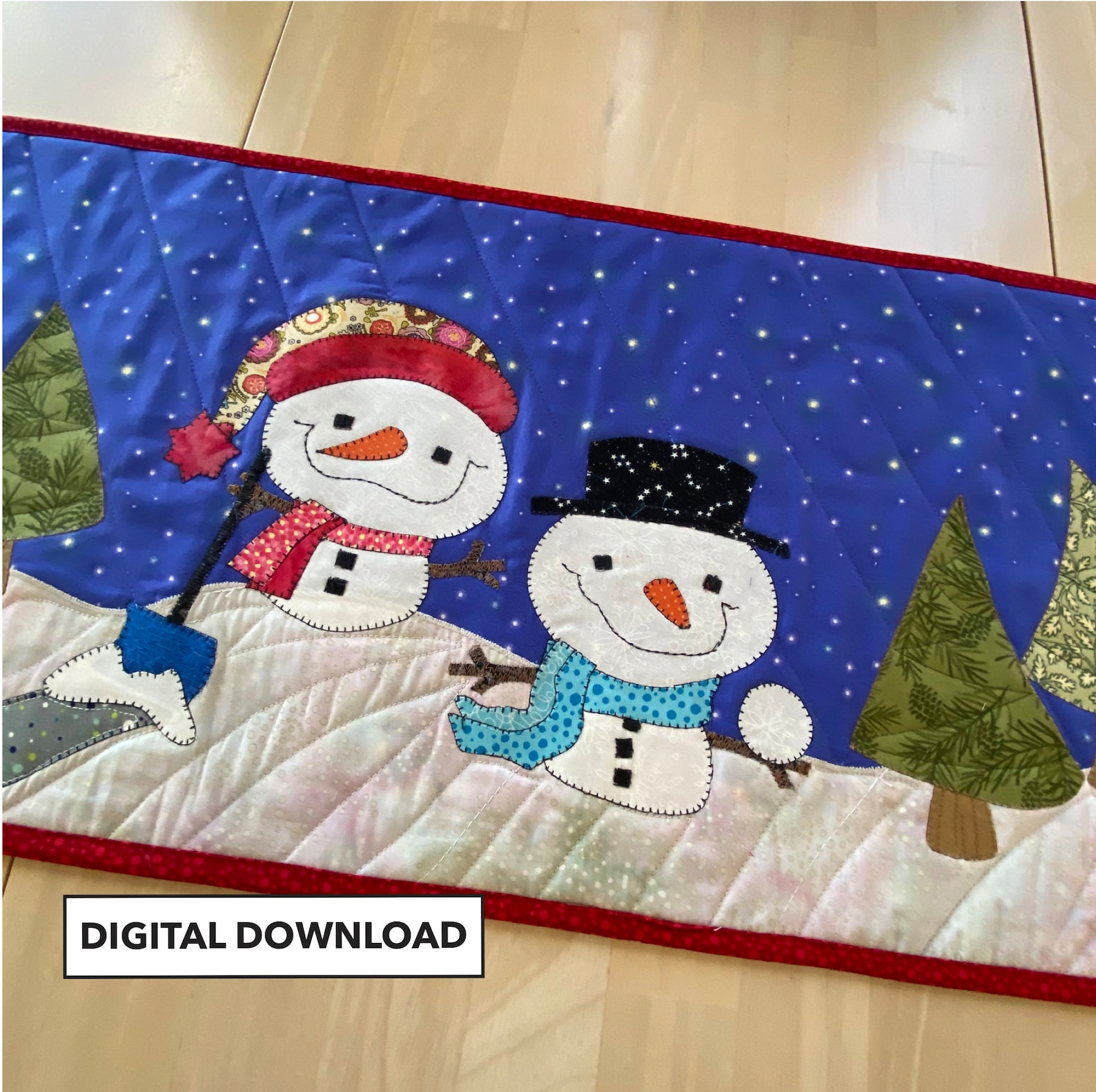 Snowman Table Runner Pattern Appliqué Snowmen Quilted Table Etsy
