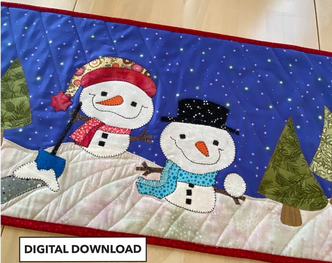 Snowmen Table Runner and Mug Rug Pattern - Etsy Canada