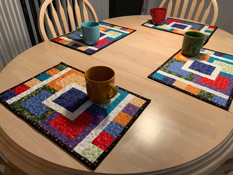 Multi Colored Stacked Squares Quilted Placemat Pattern Etsy