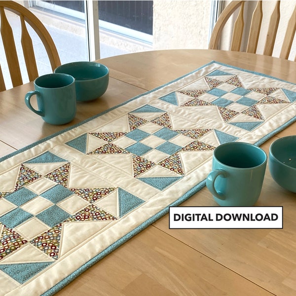 X Marks the Spot Quilted Table Runner Pattern - TulipSquare Pattern #595 - Digital Download