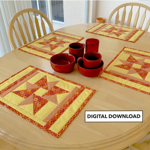 Log Cabin Placemats PDF Easy Beginner Quilt Pattern Fast and Etsy Canada