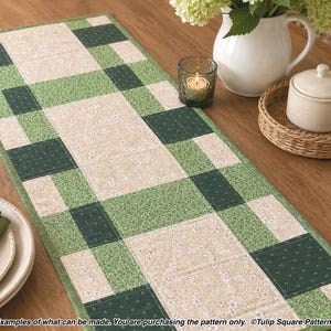 Quilted Table Runner Pattern - Patchwork Picnic Table Runner - Mailed Paper Pattern by Tulip Square #650