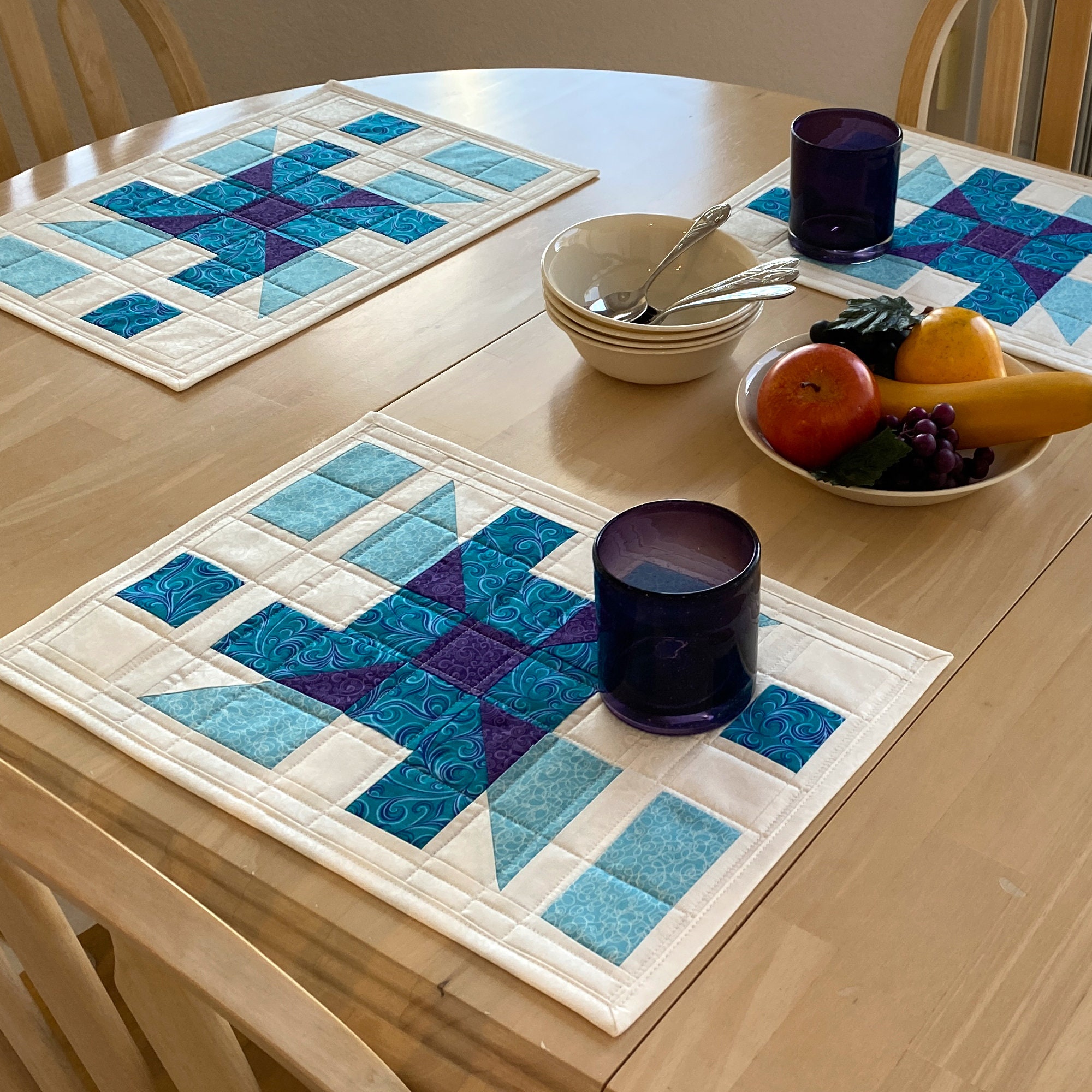 Quilted Placemat Pattern 594 Modern Table Quilted Placemat Etsy
