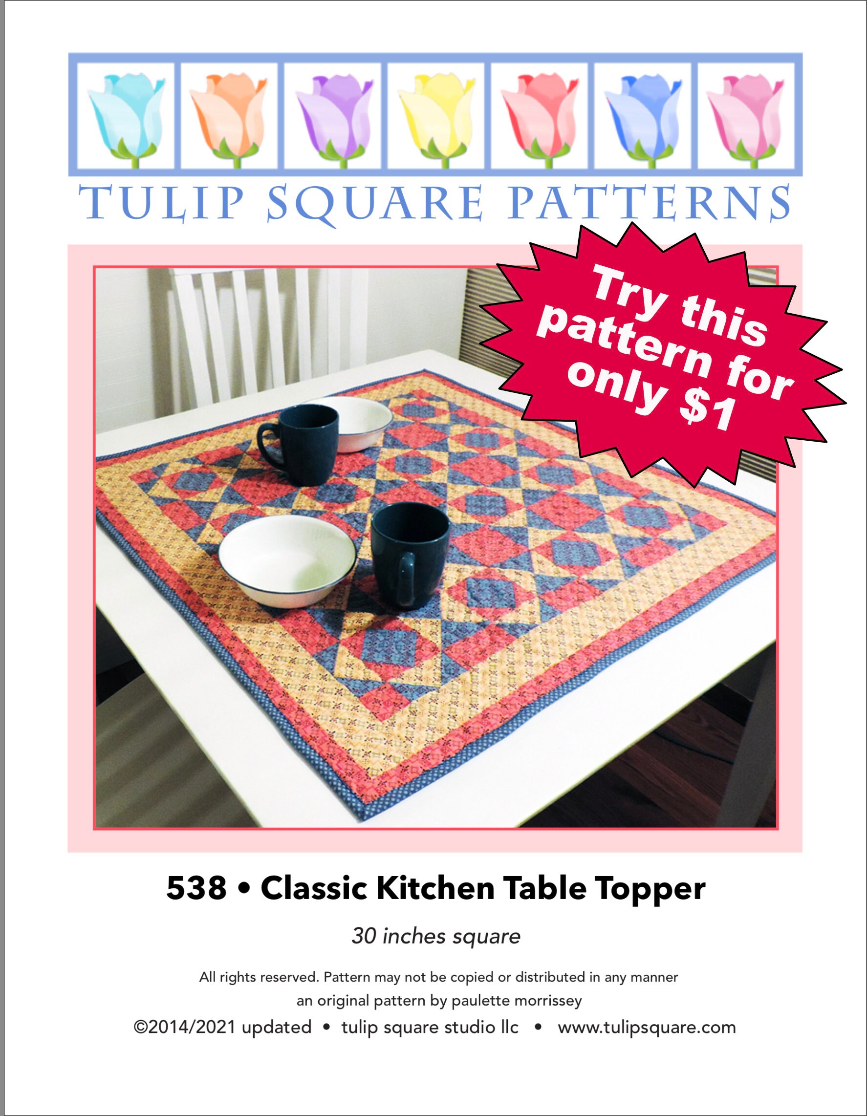 Quilted Kitchen Table Topper Pattern: Classic Design (PDF Download) - Etsy