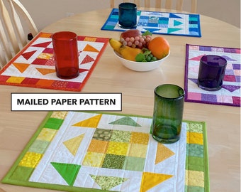 Quilted Placemat Pattern - Kaleidoscope Quilted Placemat Pattern - Mailed Paper Pattern by Tulip Square #598