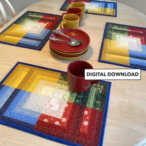 Four Square Meals Quilted Placemat Pattern - Digital Download by Tulip Square #579