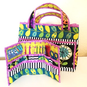 Tote Pattern - Quilted Crochet Bag and Notions Tote - Quilted Bag for Crafts - Tote Bag for Crochet, Knit, Hobbies - PDF Download - #521
