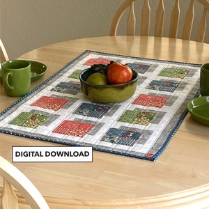 Shadow Boxes Quilted Table Topper Table Runner Pattern - Tulip Square Pattern #612 - Digital Download