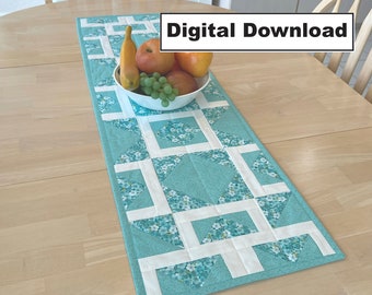 Shattered Diamonds Quilted Tischläufer Muster (Digitaler Download)