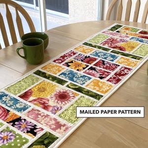 Quilted Table Runner Pattern: Picture Windows Tulip Square (Mailed Paper Pattern)