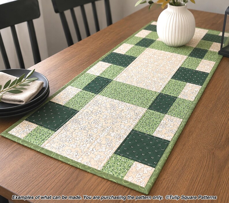 Quilted Table Runner Pattern - Patchwork Picnic Table Runner - Digital Download by Tulip Square #650 image 7